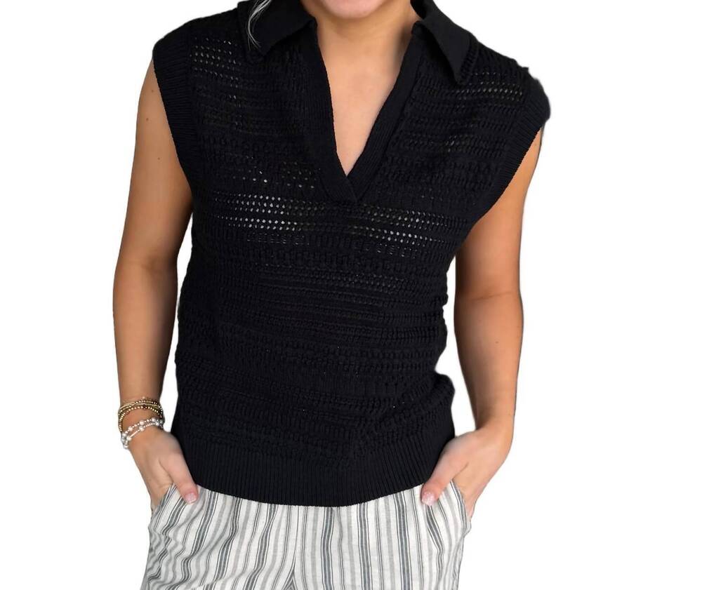 NEW DYLAN women's blair polo sweater in black